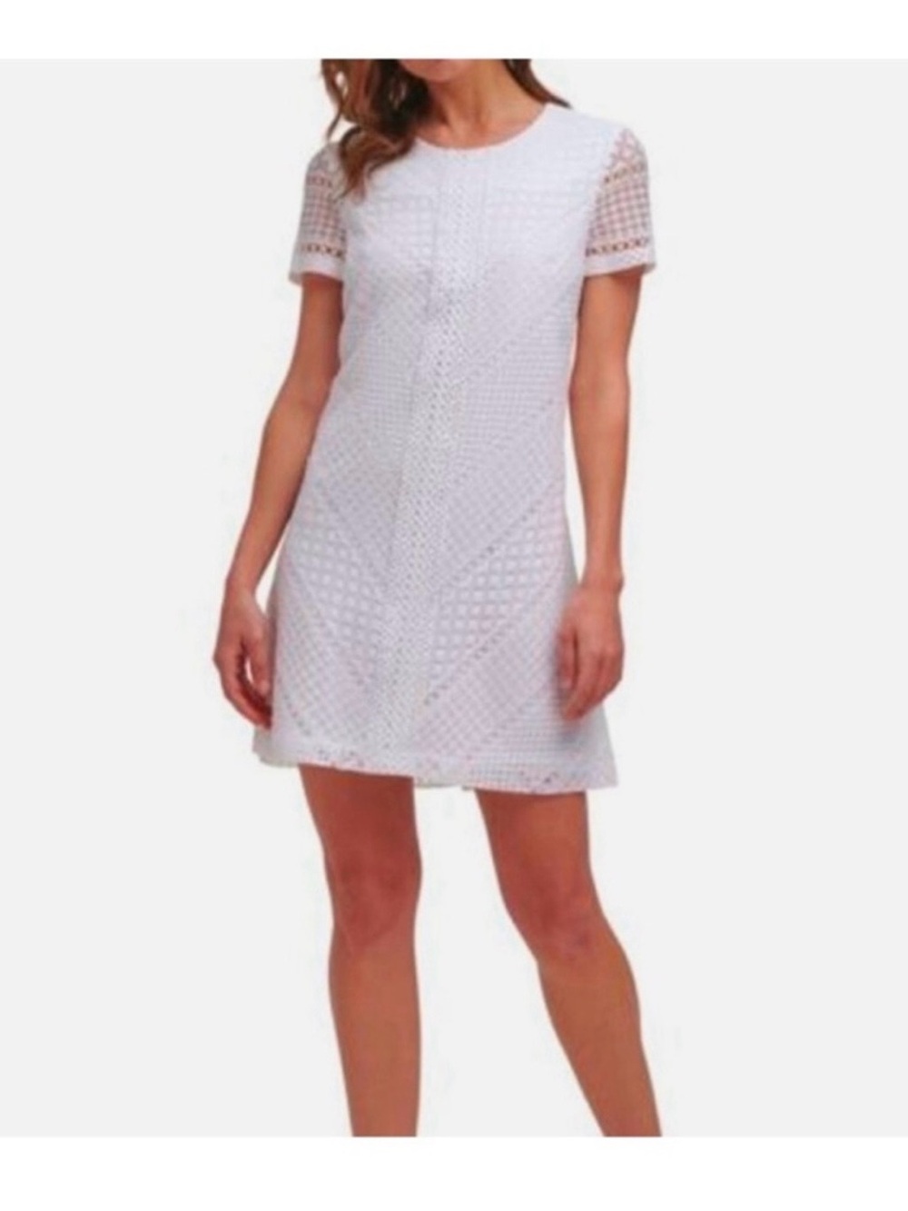 Jessica Howard White Eyelet Short Sleeve A-Line Shift Dress